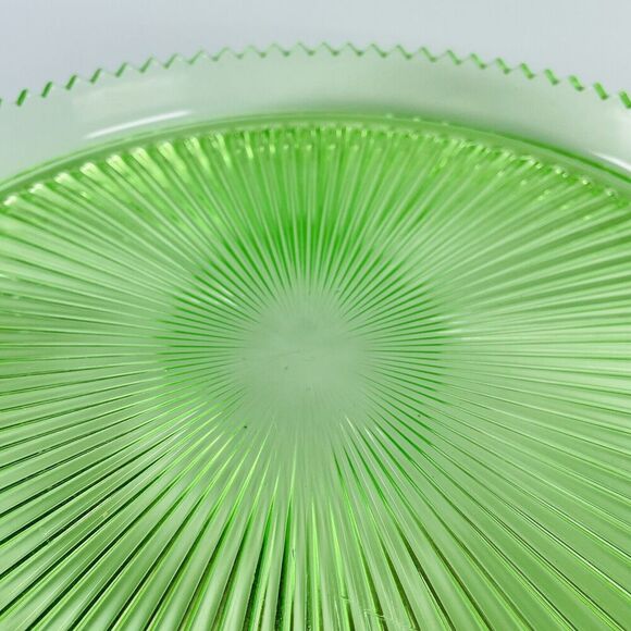 Uranium Green Depression Glass Serving Dresser Tray Platter Vanity GLOWS 11.5 in - Picture 5 of 11
